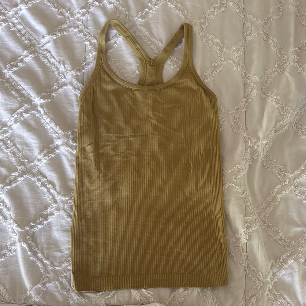 Lululemon Athletica Tan Ribbed Sleeveless Tank Top